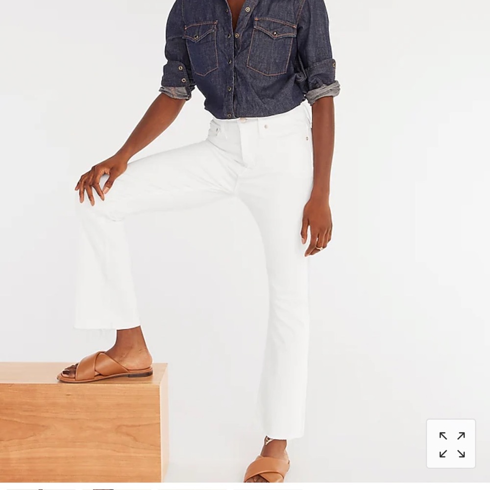 J. Crew petite Demi boot cropped white denim jean
